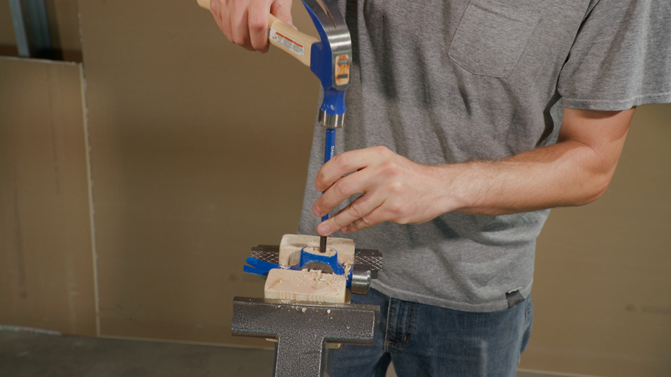 using a Dasco Pro punch to remove the remaining wood